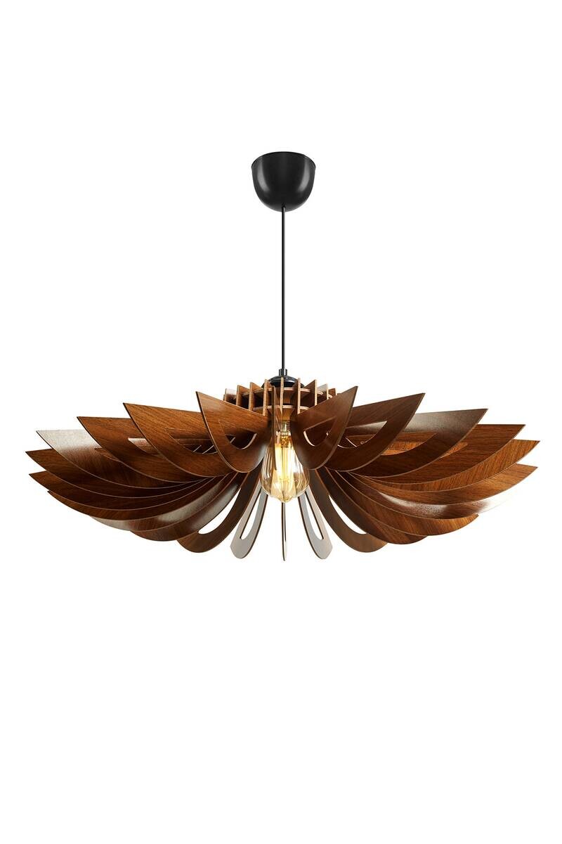 Opviq Pendelleuchte nussbaum MDF B/H/T/L/D: ca. 52x45x52x52x52 cm E27 2 Brennstellen