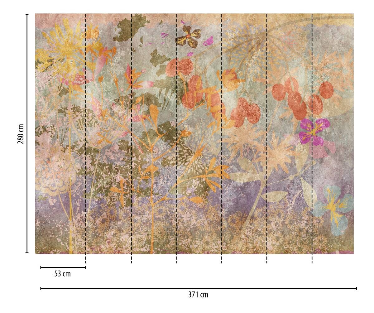 Livingwalls Fototapete Blumen orange lila bunt B/L: ca. 280x371 cm