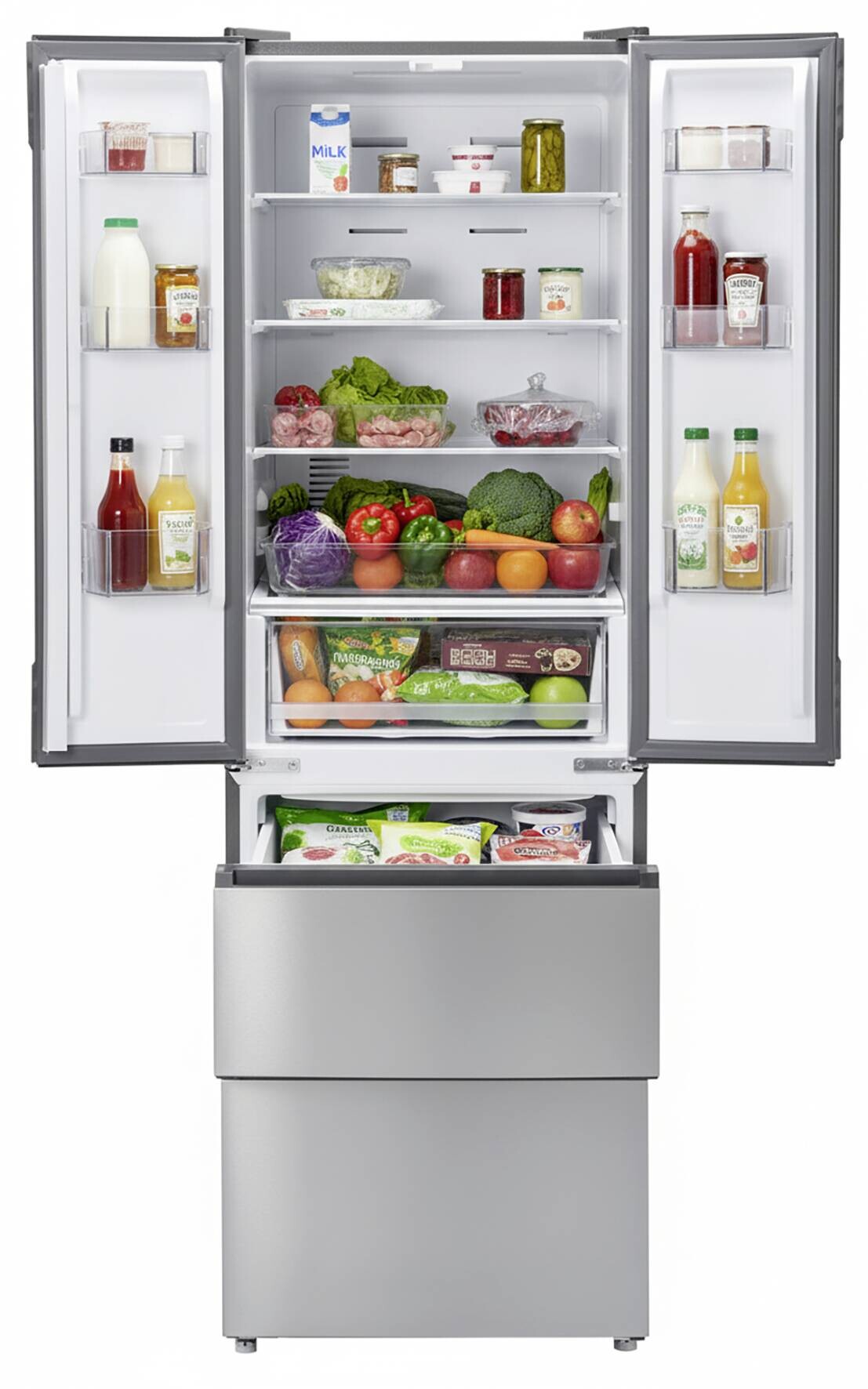 POCOline French-Door Kühl-/Gefrierkombination FD 185-395 EIXDNF Inox B/H/T: ca. 59,5x185x68 cm