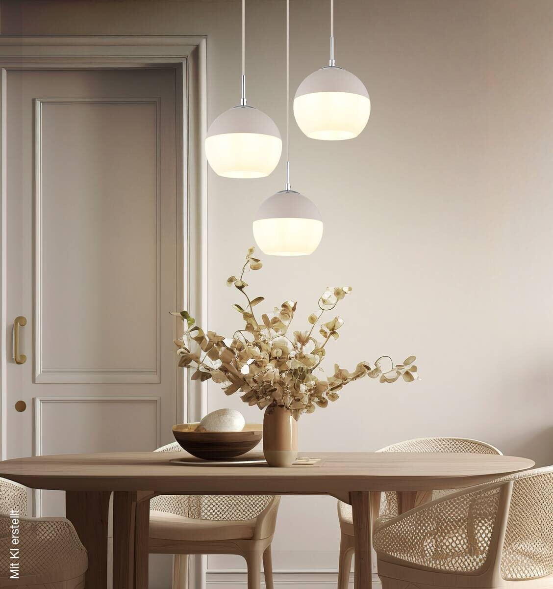 GLOBO Pendelleuchte sand Opal weiß Metall Textil Glas H/D: ca. 120x42,5 cm E27 3 Brennstellen