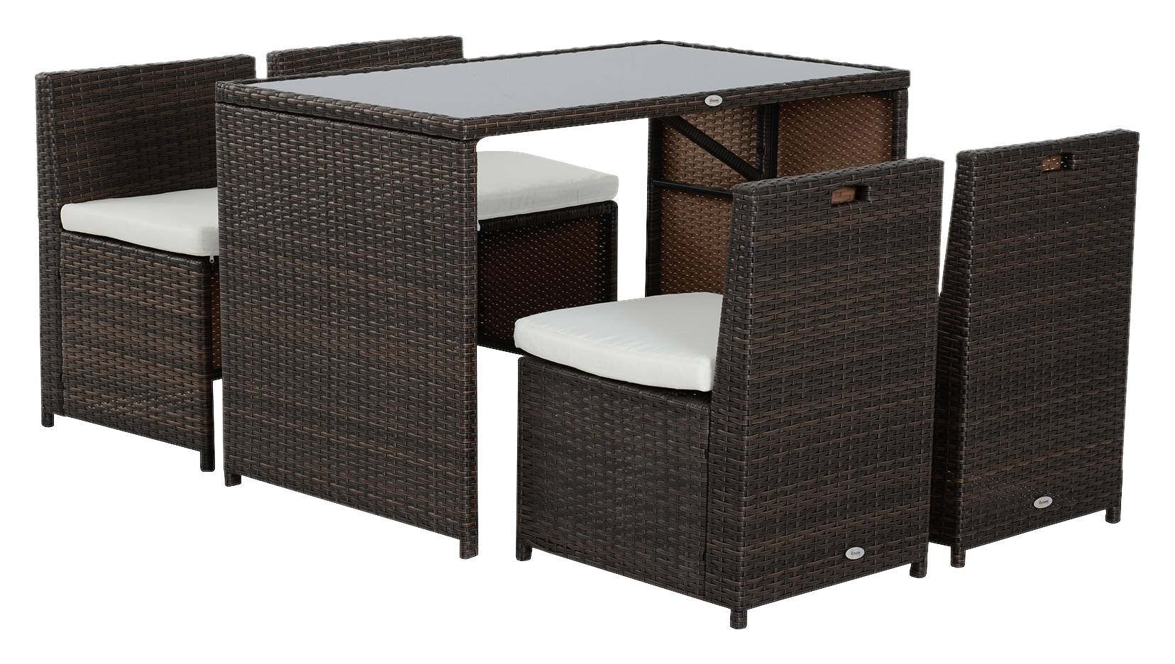 Outsunny Garnitur braun Polyrattan