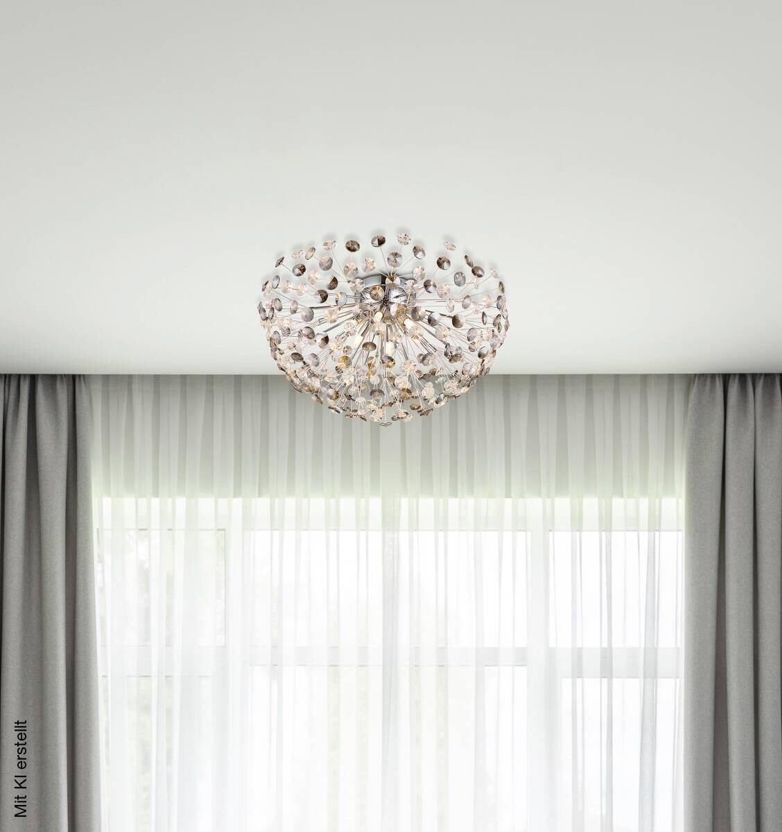 GLOBO LED-Deckenleuchte Rauch Chrom Metall H/D: ca. 32,5x60 cm 6 Brennstellen