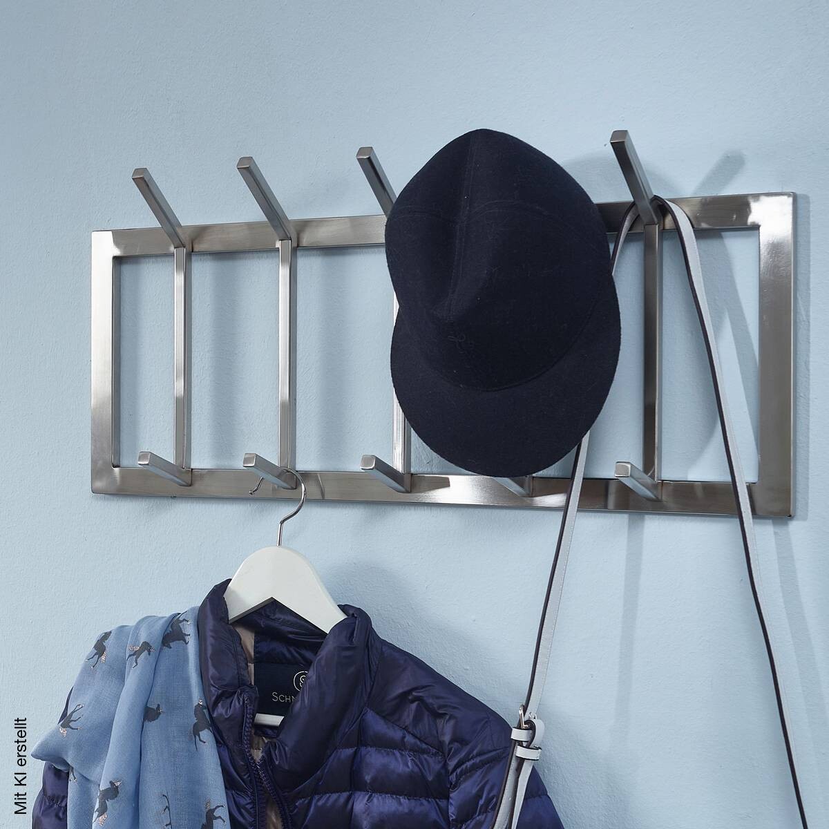 Garderobe Stahl poliert B/H/T: ca. 65x30x10 cm