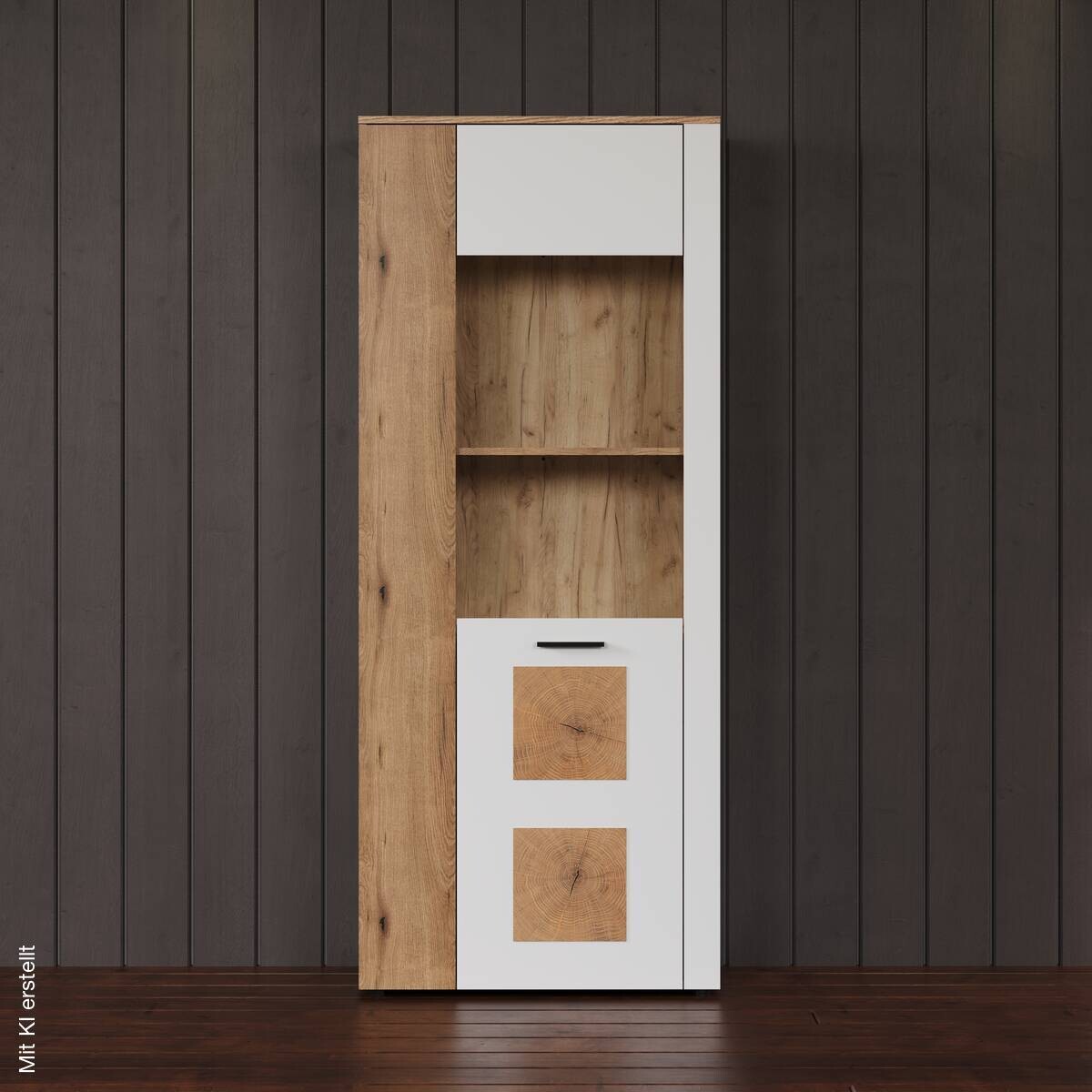 Vitrine Vitoria weiß Eiche Evoke Coast Nachbildung B/H/T: ca. 80x195x42 cm