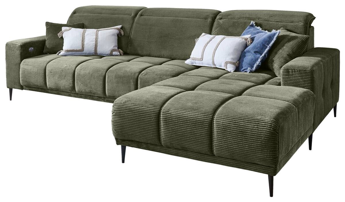 Ecksofa mit elektrischer Sitztiefenverstellung olive Polyester B/H/T: ca. 286x195x94 cm
