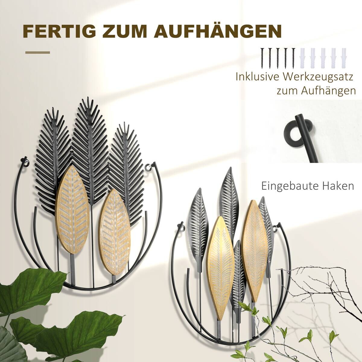 HOMCOM Wand-Element schwarz Polypropylen B/H/L: ca. 3x40x46 cm