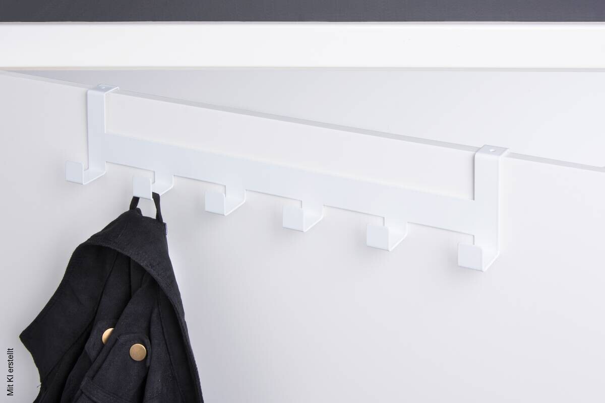 Türgarderobe Hook 6 weiß pulverbeschichtet Metall B/H/T: ca. 40x8x5 cm