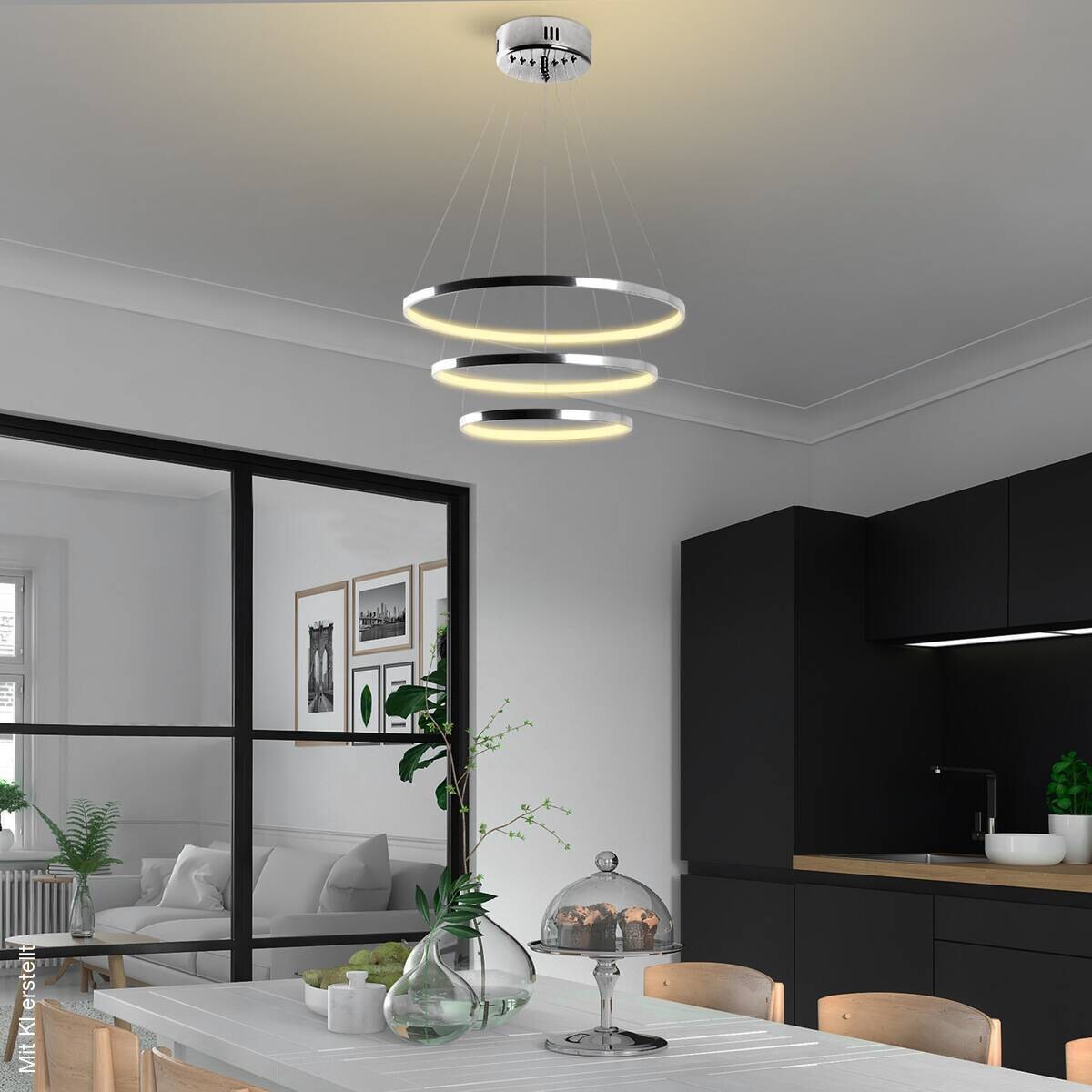 Opviq LED-Pendelleuchte Chrom B/H/T: ca. 50x80x50 cm