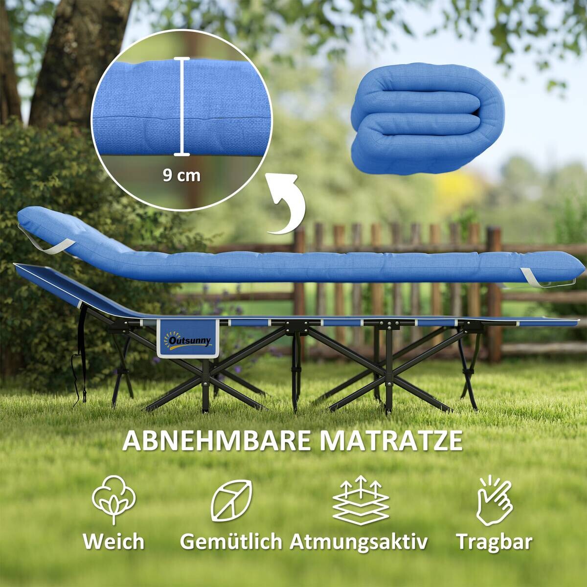 Outsunny Campingbett B/H/L: ca. 65x37x190 cm
