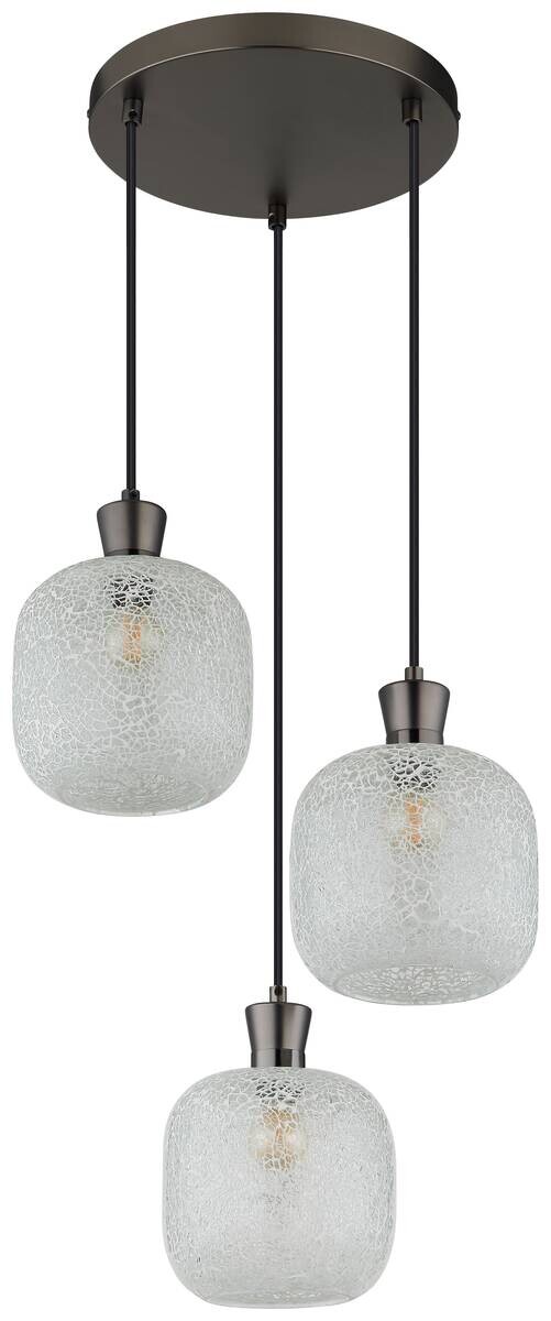 GLOBO Hängeleuchte schwarz Chrom Glas Metall B/H/L: ca. 21x37x37 cm E14 3 Brennstellen