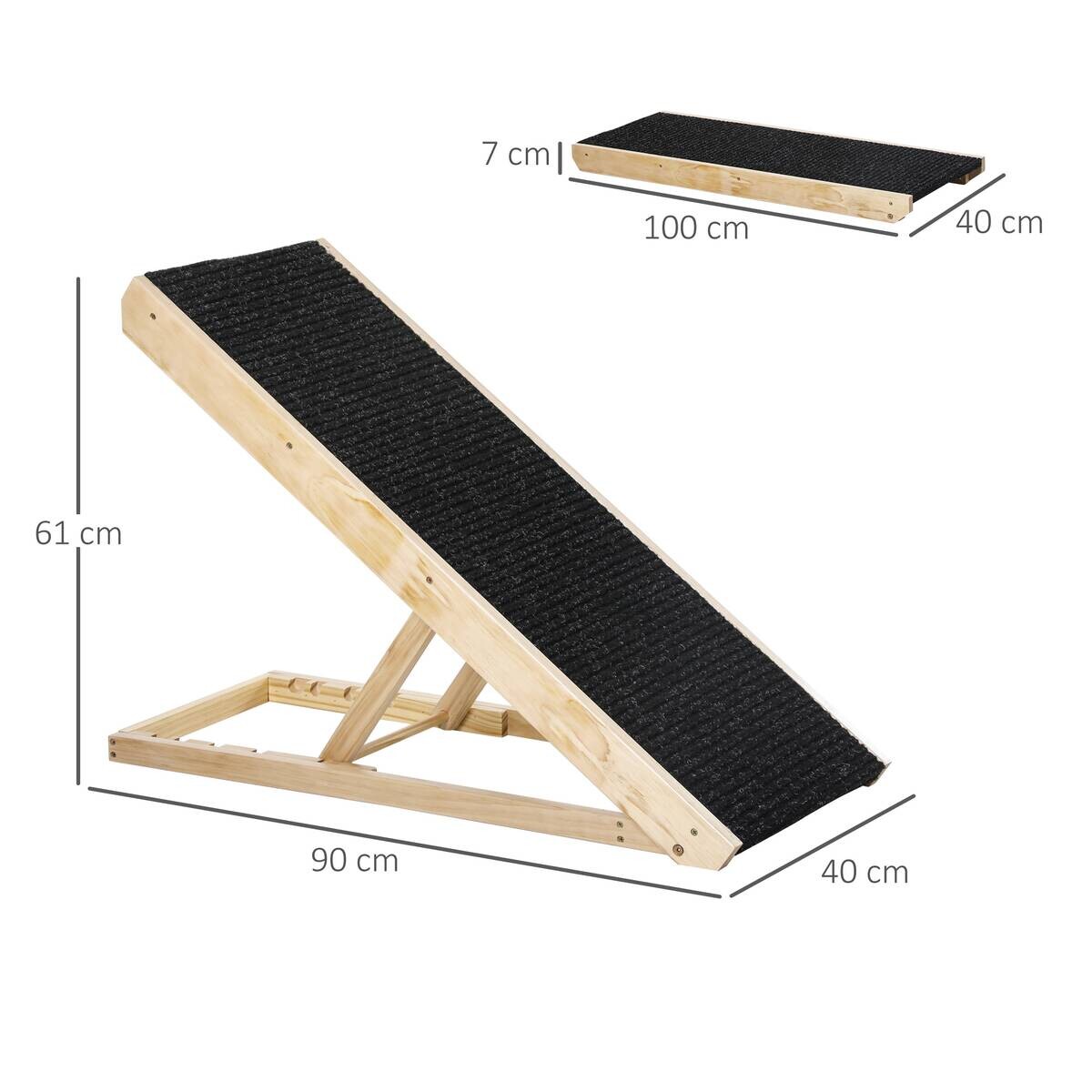 PawHut Haustierrampe, verstellbar natur Edelstahl B/H/L: ca. 40x90x61 cm