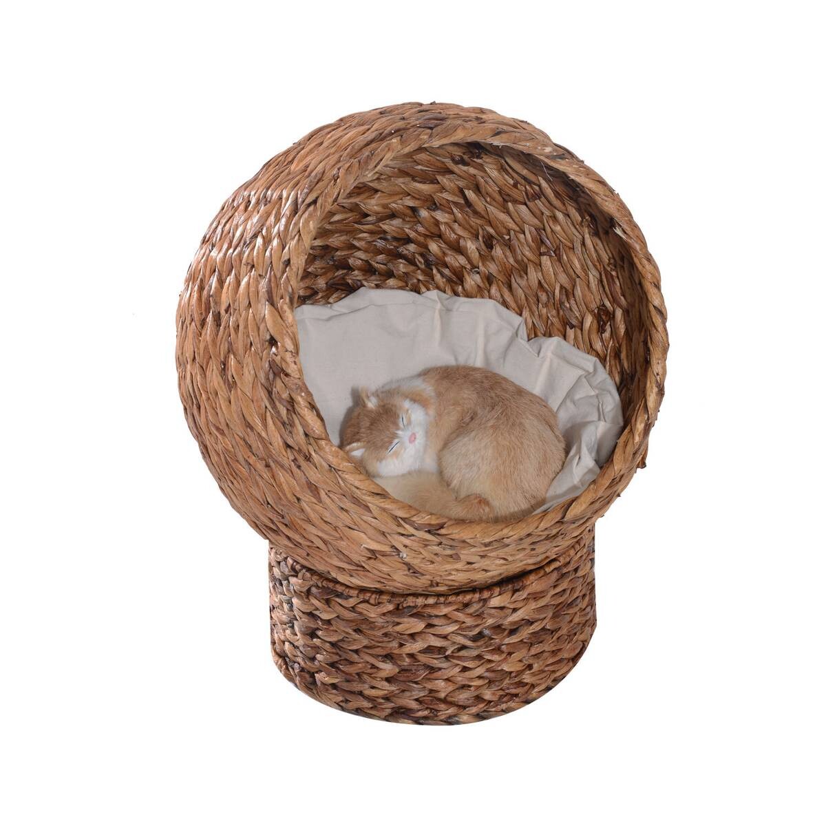 PawHut Katzenhaus natur Wasserhyazinthe H/L: ca. 60x42 cm