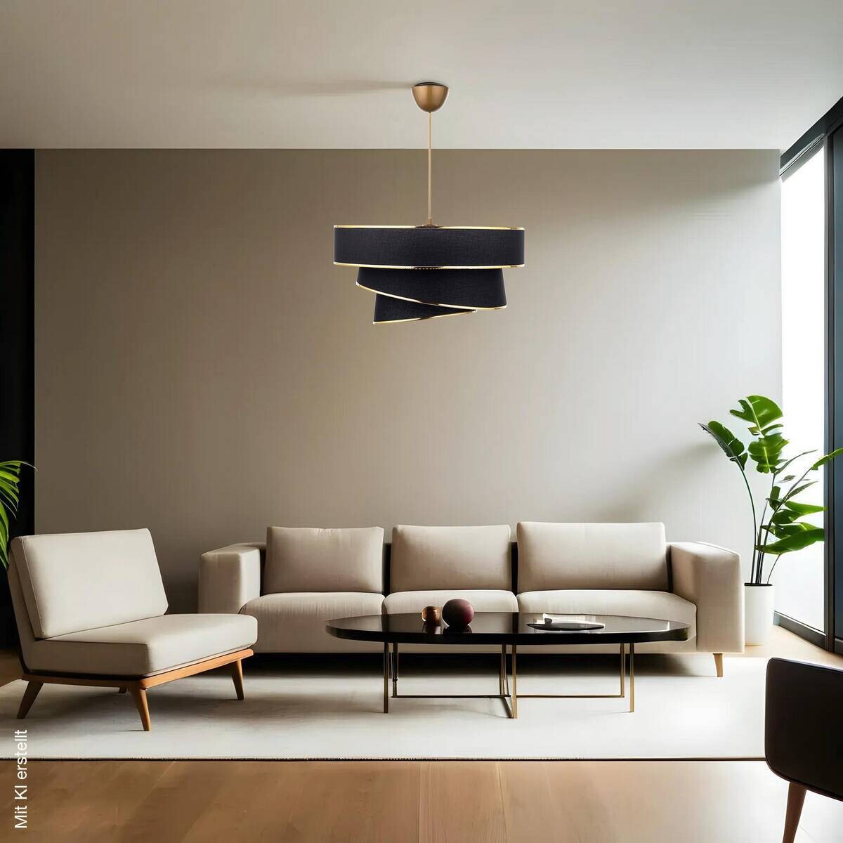 Opviq Pendelleuchte Couper gold schwarz B/H/T/L/D: ca. 40x72x40x40x40 cm E27 1 Brennstellen