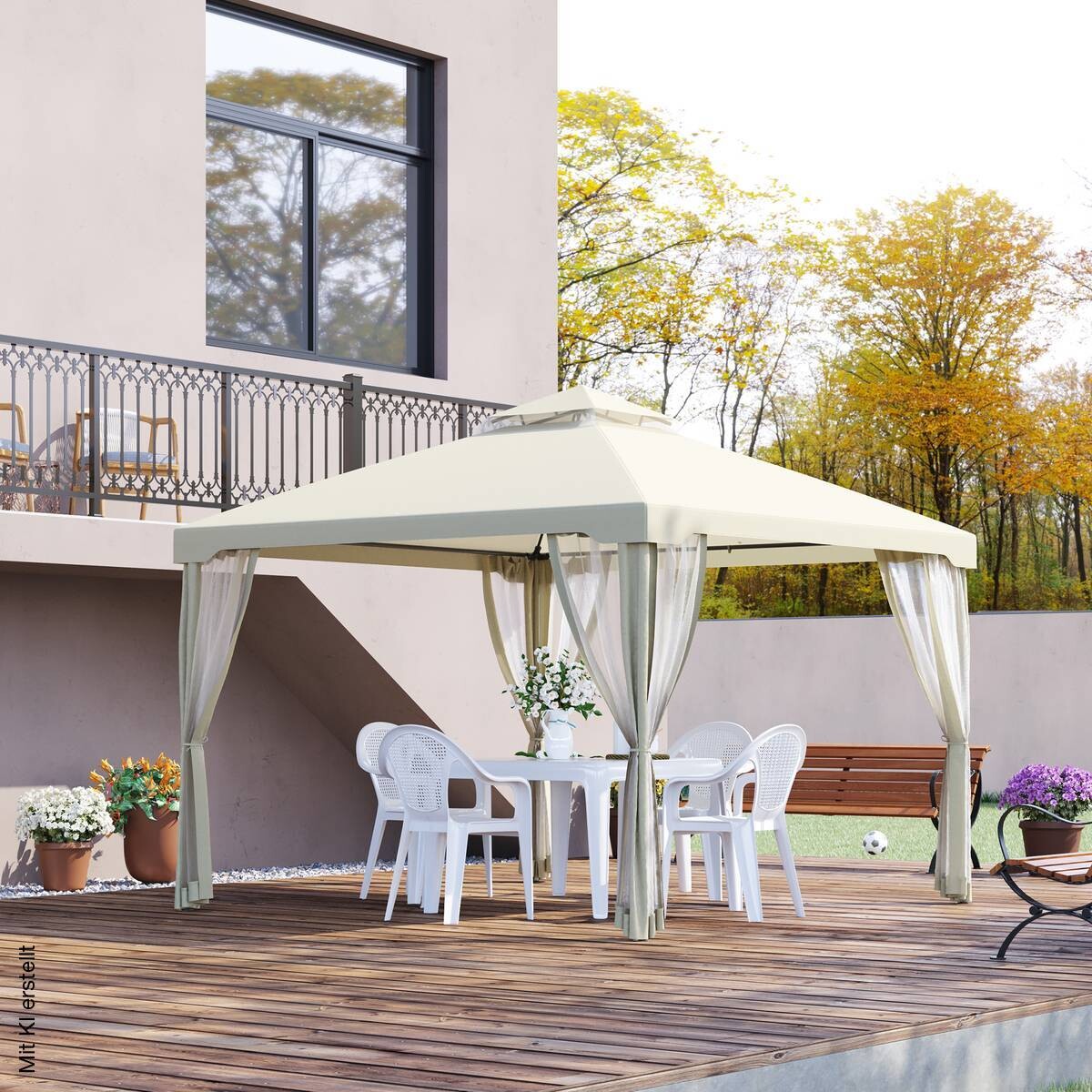 Outsunny Pavillon creme Polyester B/H/L: ca. 294x265x294 cm