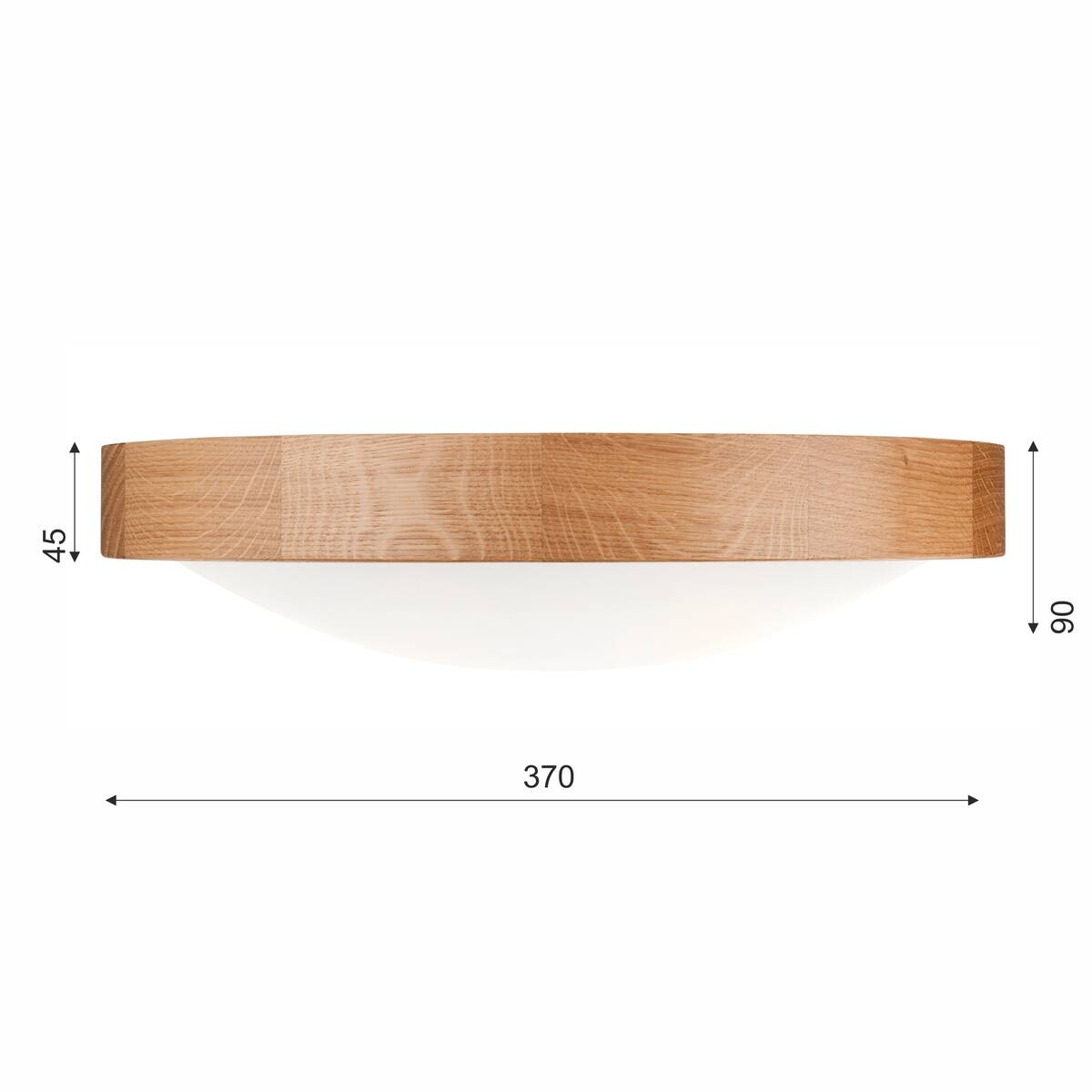Lamkur Deckenleuchte Anello Eiche Glas Holz H/L: ca. 8x37 cm E27 2 Brennstellen