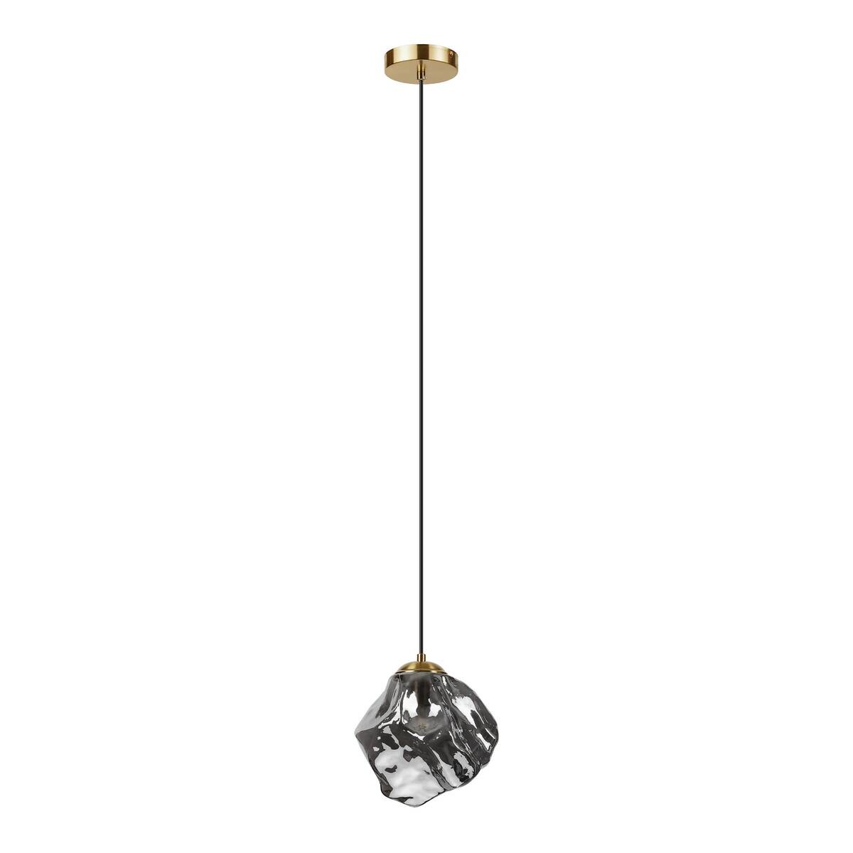 Lamkur Pendelleuchte Rauch Stahl Glas B/H/L: ca. 22x120x22 cm E14 1 Brennstellen
