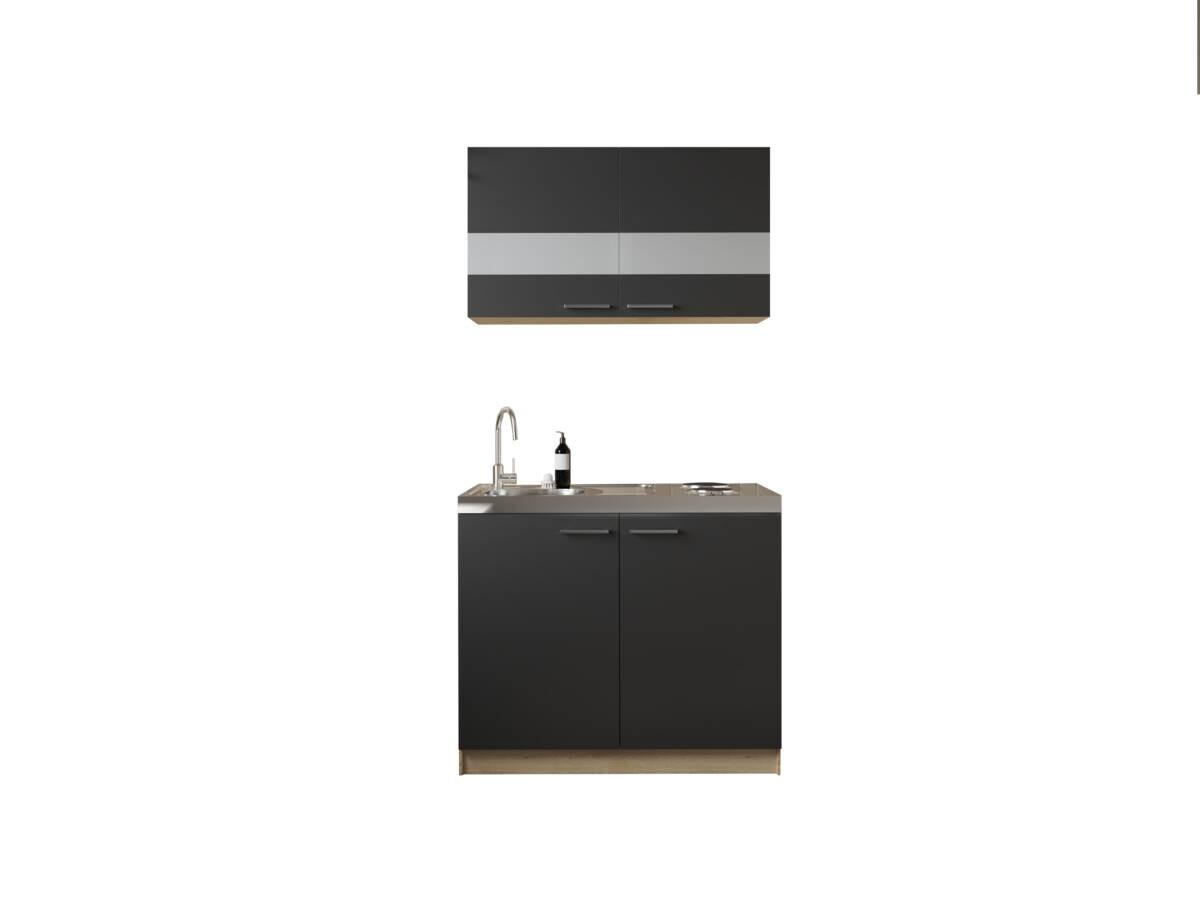 Anbauküchen-Set Merle schwarz B/H/T: ca. 100x200x60 cm