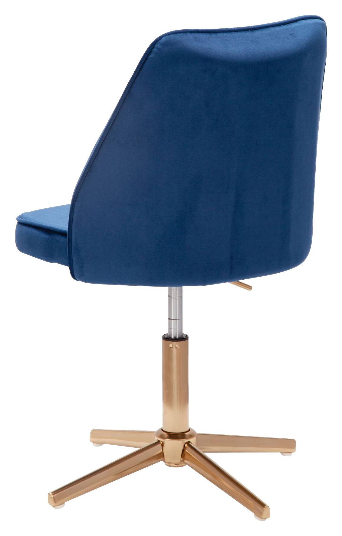 Drehstuhl blau Samt Eisen