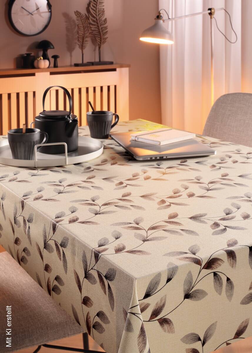 Milano Abwaschbarer Tischbelag Glitzer beige B: ca. 140 cm