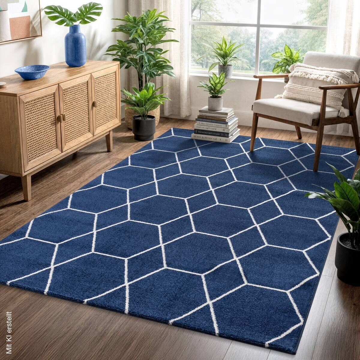 Sanat Teppich Trellis marine B/L: ca. 140x200 cm