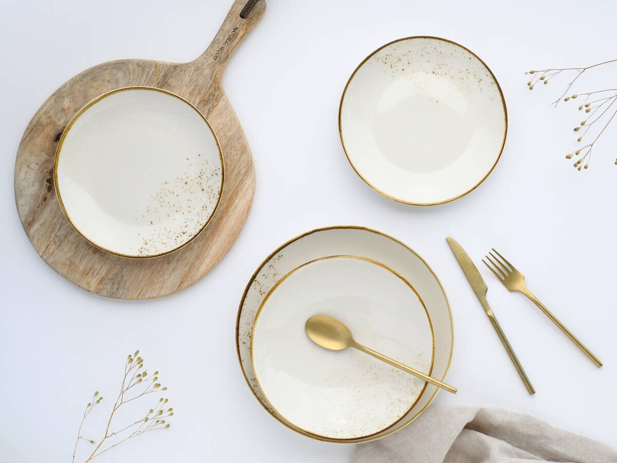 CreaTable Tellerset Nature Collection creme Steinzeug