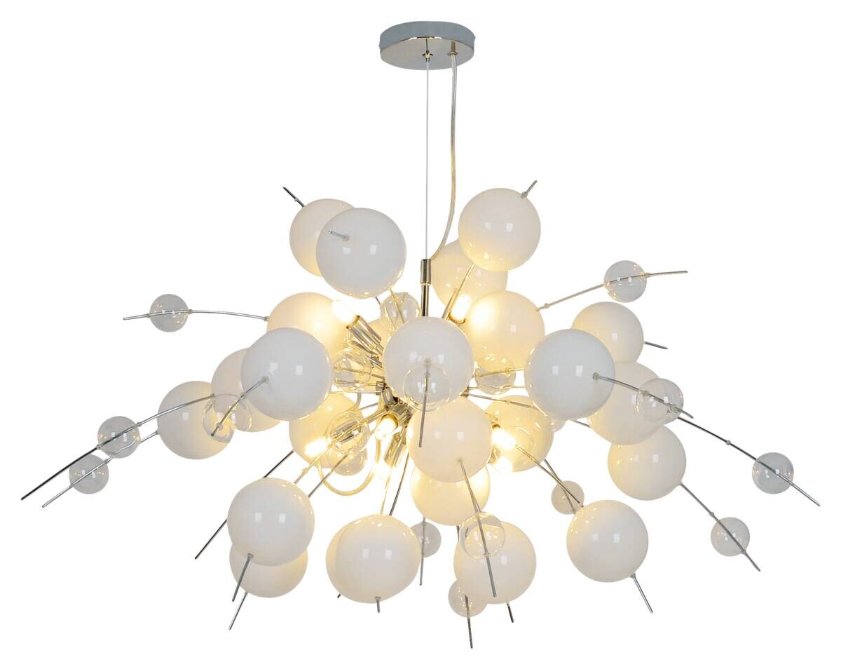 Näve Leuchten Pendelleuchte weiß Glas Metall B/H/T/D: ca. 98x187x98x98 cm G9 10 Brennstellen