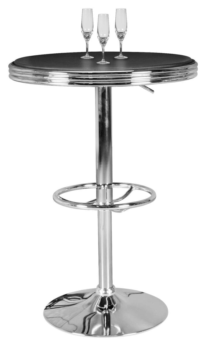 Bartisch schwarz matt silber glänzend Kunstleder B/H/T: ca. 60x68x60 cm