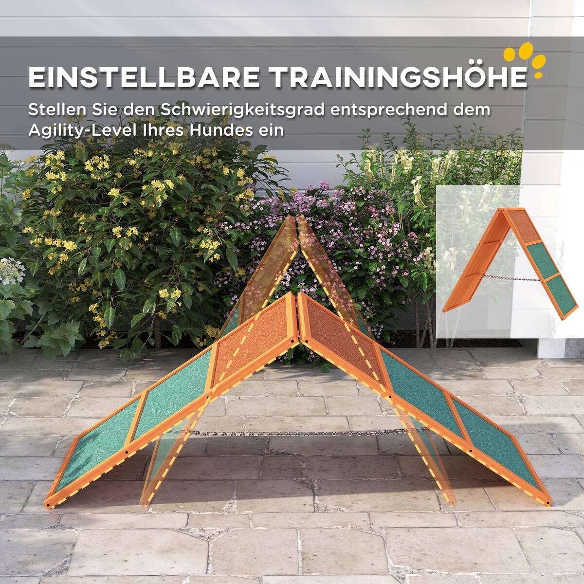 PawHut Hunde Agility Steg orange Holz B/H/L: ca. 59x66x173 cm