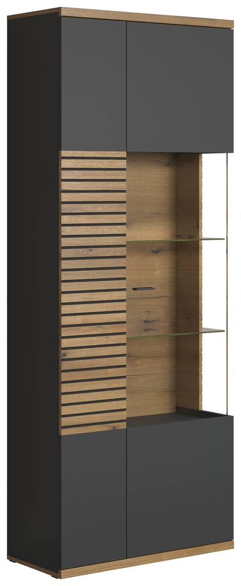 Vitrine Norris anthrazit Eiche Evoke Coast Nachbildung B/H/T: ca. 80x204x37 cm