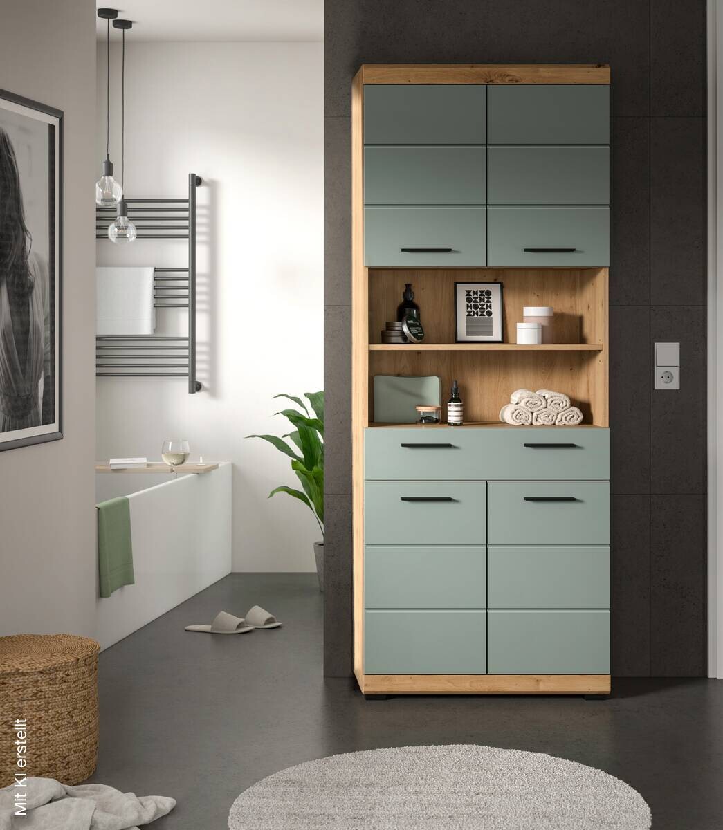 Badhochschrank Scout Eiche Artisan Nachbildung salbei Nachbildung B/H/T: ca. 74x191x31 cm