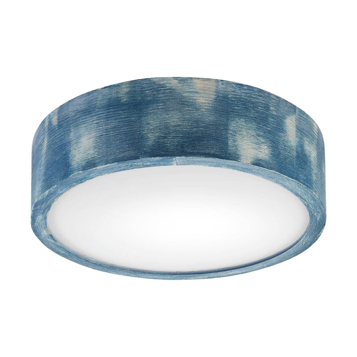 Lamkur Deckenleuchte hellbraun blau Glas Holz B/H/L: ca. 28x28x10 cm 1 Brennstellen