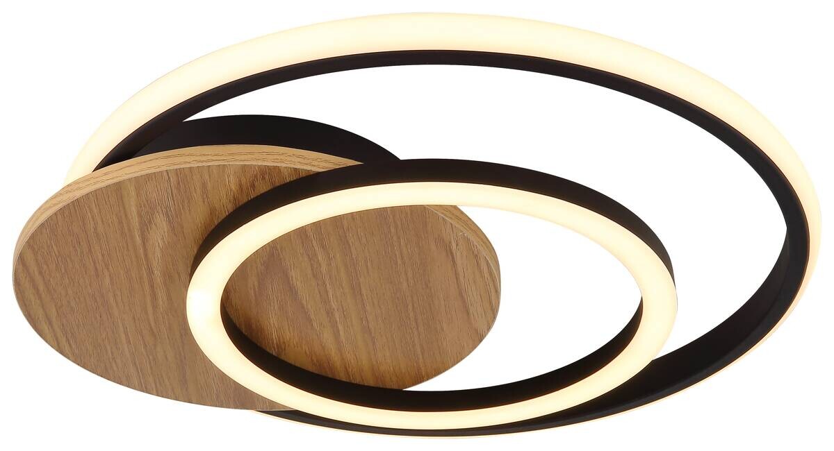 GLOBO LED-Deckenleuchte Julio Opal mattschwarz MDF Kunststoff B/H/L: ca. 38x6,5x36 cm 1 Brennstellen