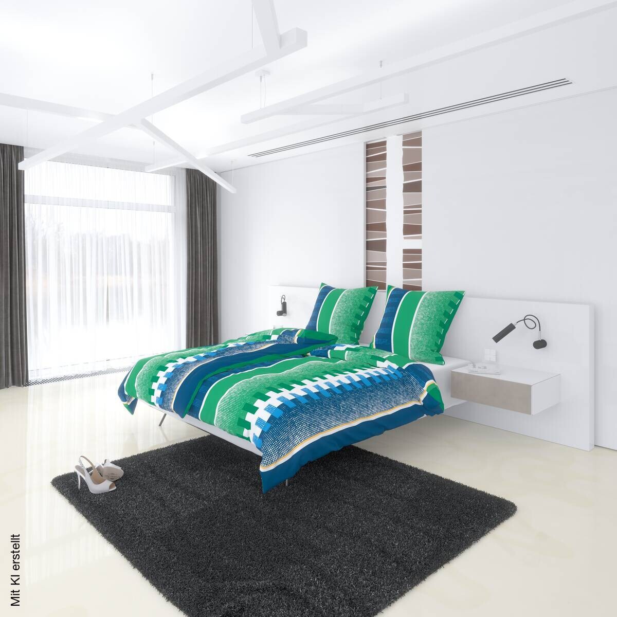 Microfaser Bettwäsche blau Polyester B/L: ca. 135x200 cm