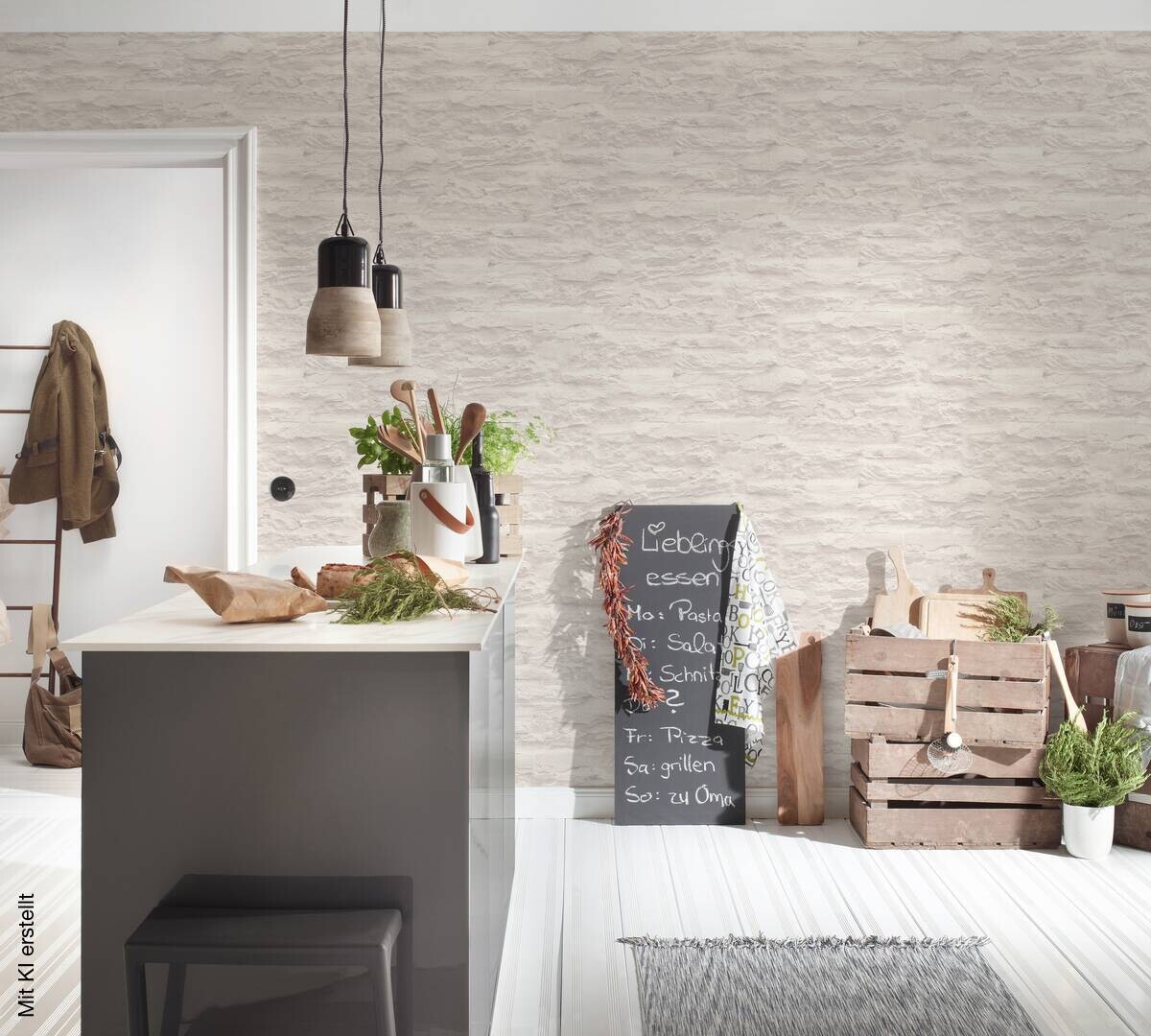 Livingwalls Vliestapete Best of Vlies Steine creme B/L: ca. 53x1005 cm