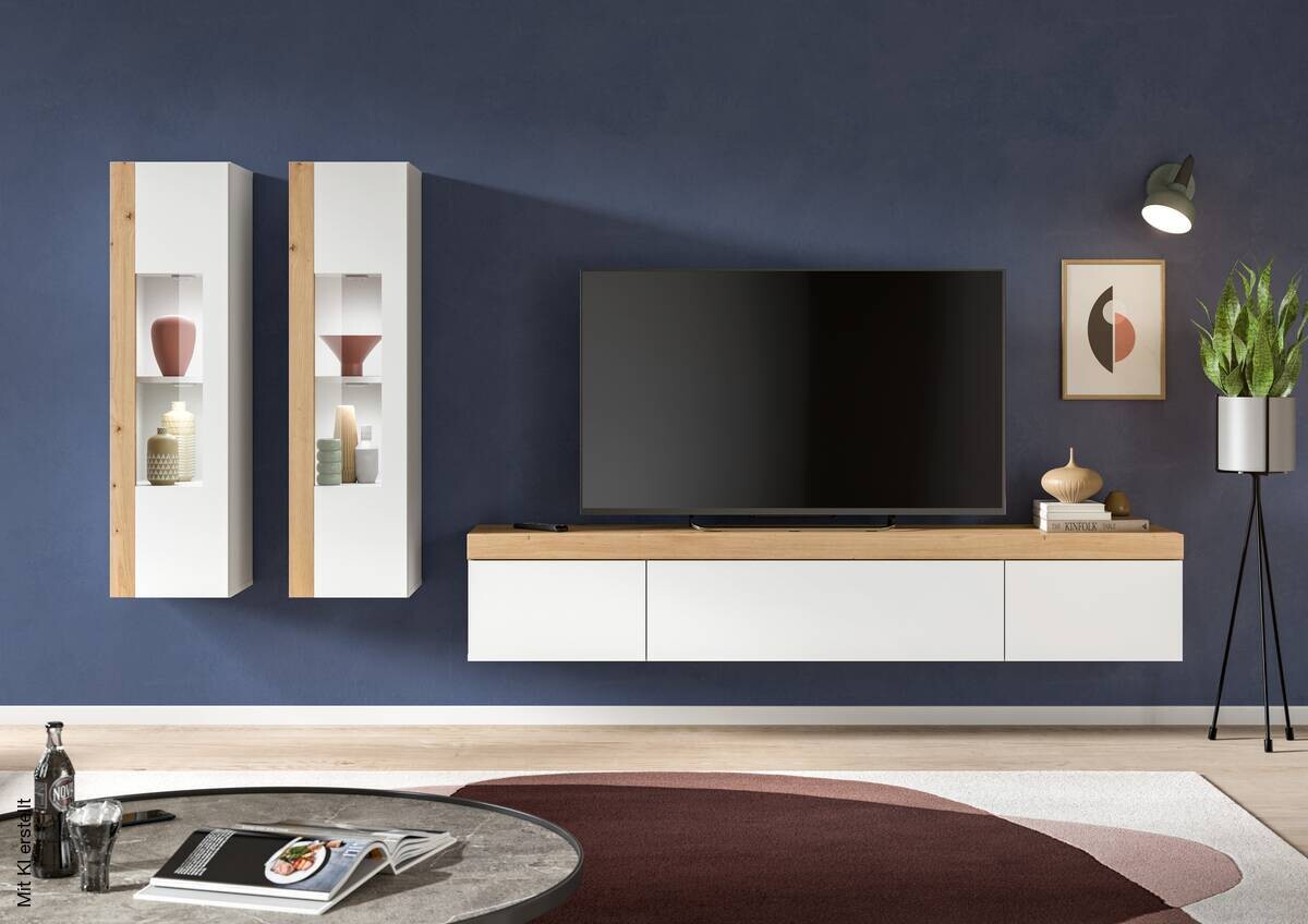 Wohnwand RUDA Artisan Oak Nachbildung weiß B/H/T: ca. 270x34x33 cm