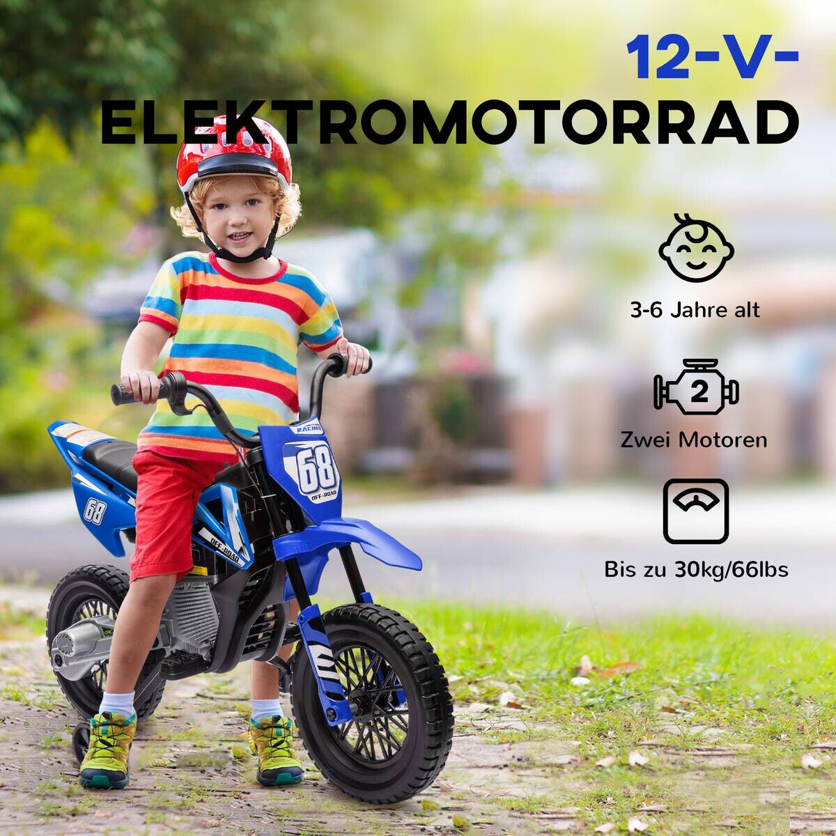AIYAPLAY Kinder-Elektromotorrad blau B/H/L: ca. 56x70x107 cm
