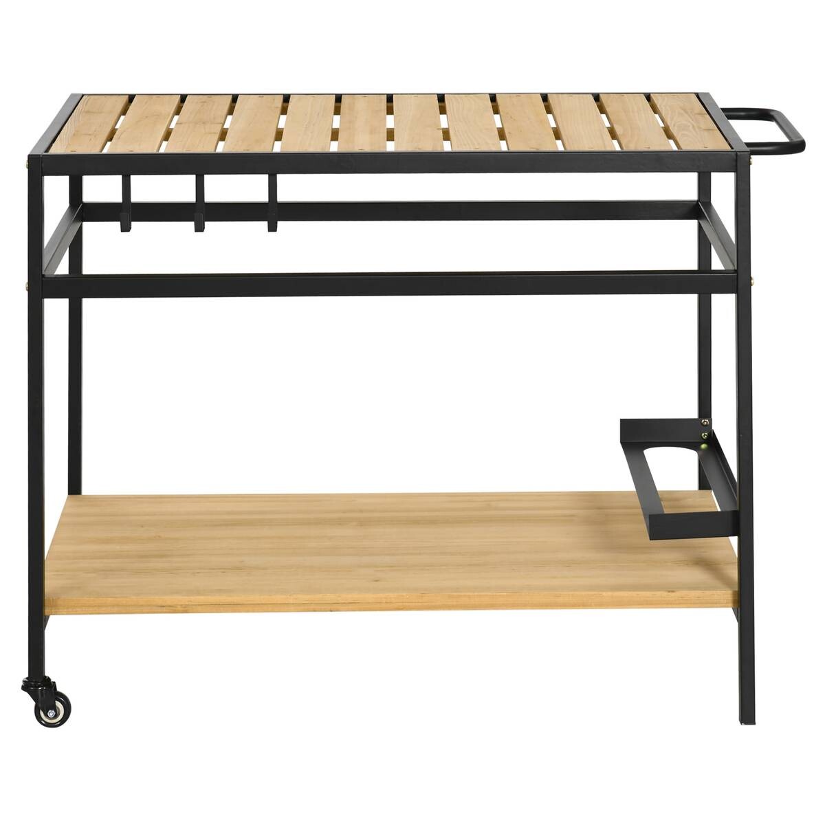 Outsunny Servierwagen natur Stahl B/H/L: ca. 65x80x107 cm