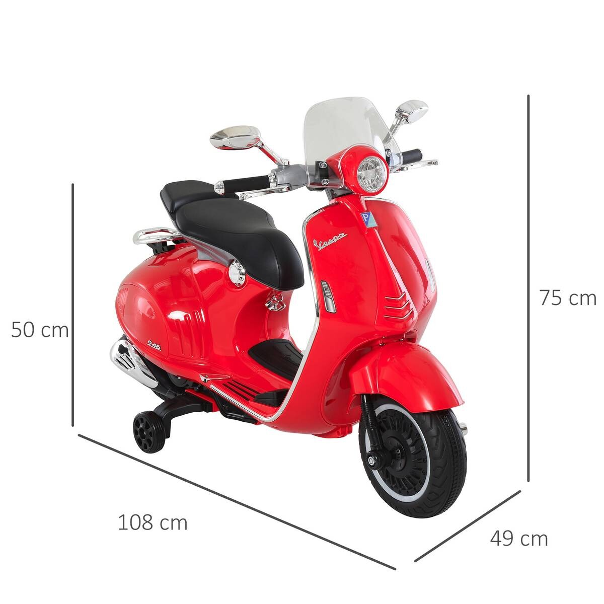 HOMCOM Kinder-Elektro-Motorrad rot B/H/L: ca. 49x75x108 cm