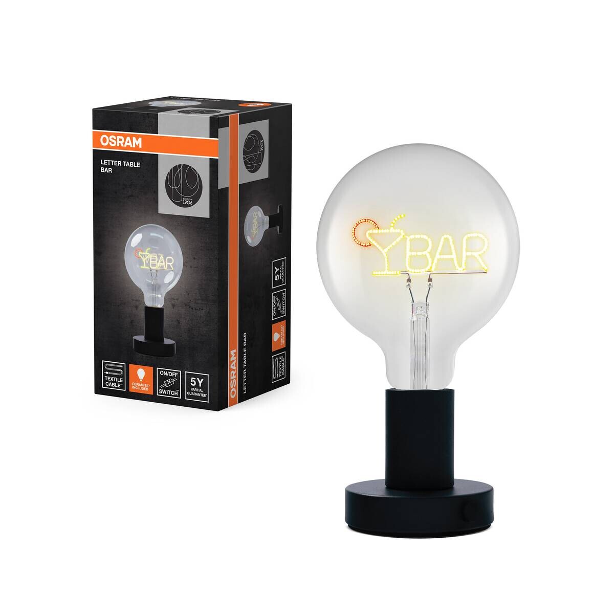 OSRAM LED-Tischleuchte Lettertable Metall B/H/L: ca. 12,5x23x12,5 cm E27