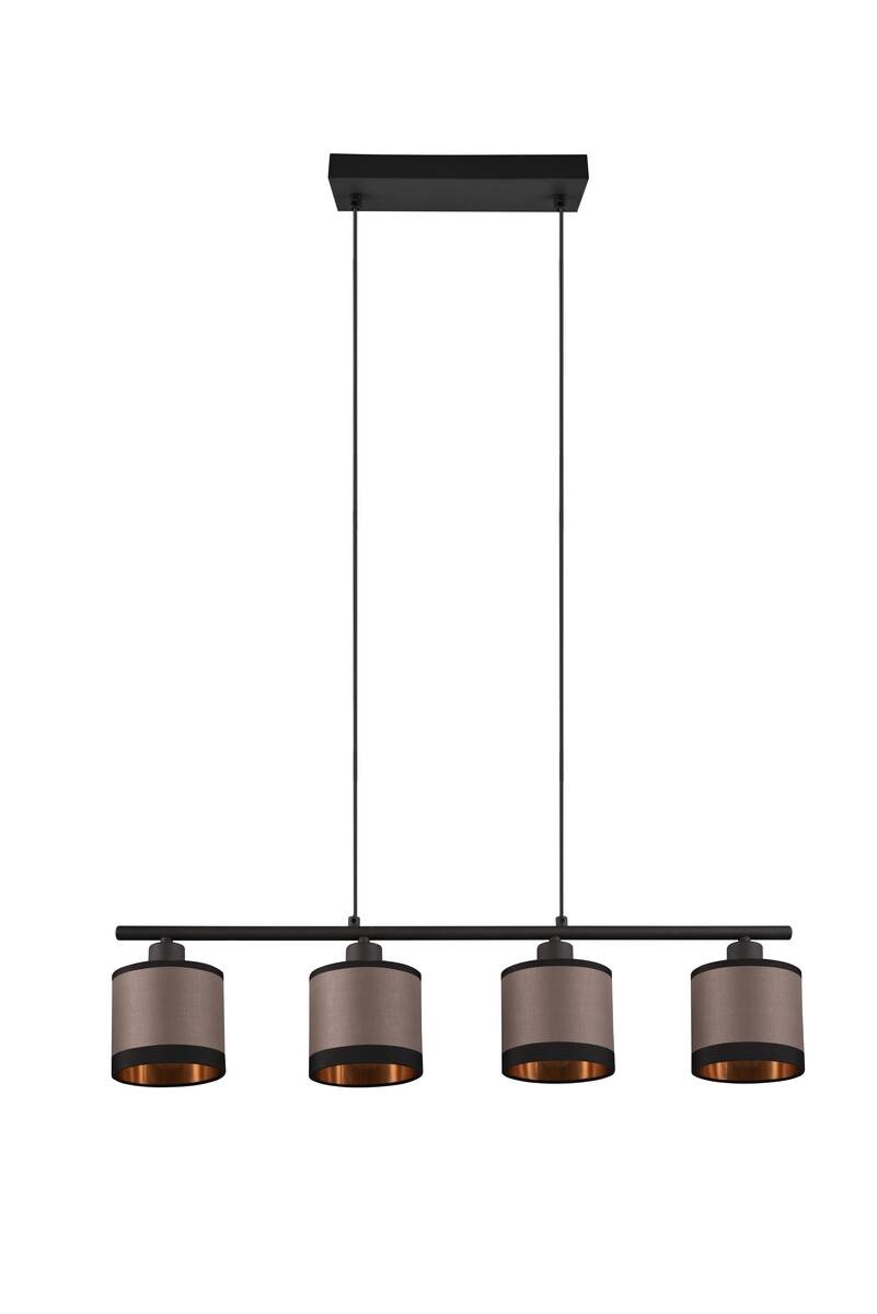 Reality Pendelleuchte R31554041 Davos schwarz taupe Stoff Metall B/H/T/D: ca. 75x150x12x12 cm E14 4 Brennstellen