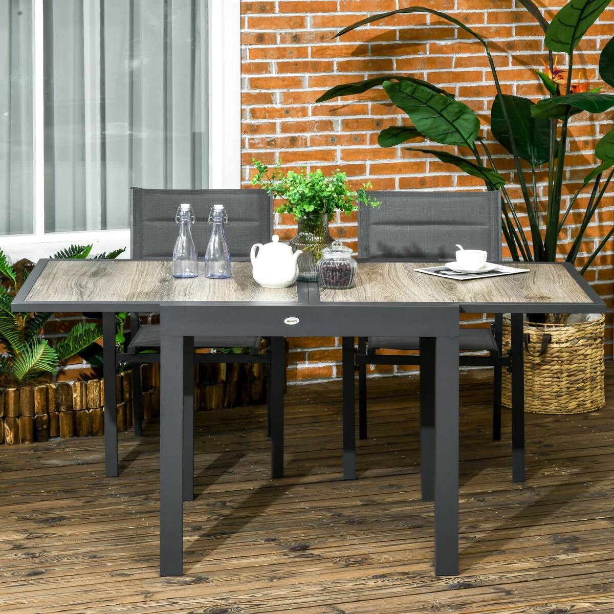 Outsunny Gartentisch beige Aluminium B/H/L: ca. 80x75x160 cm