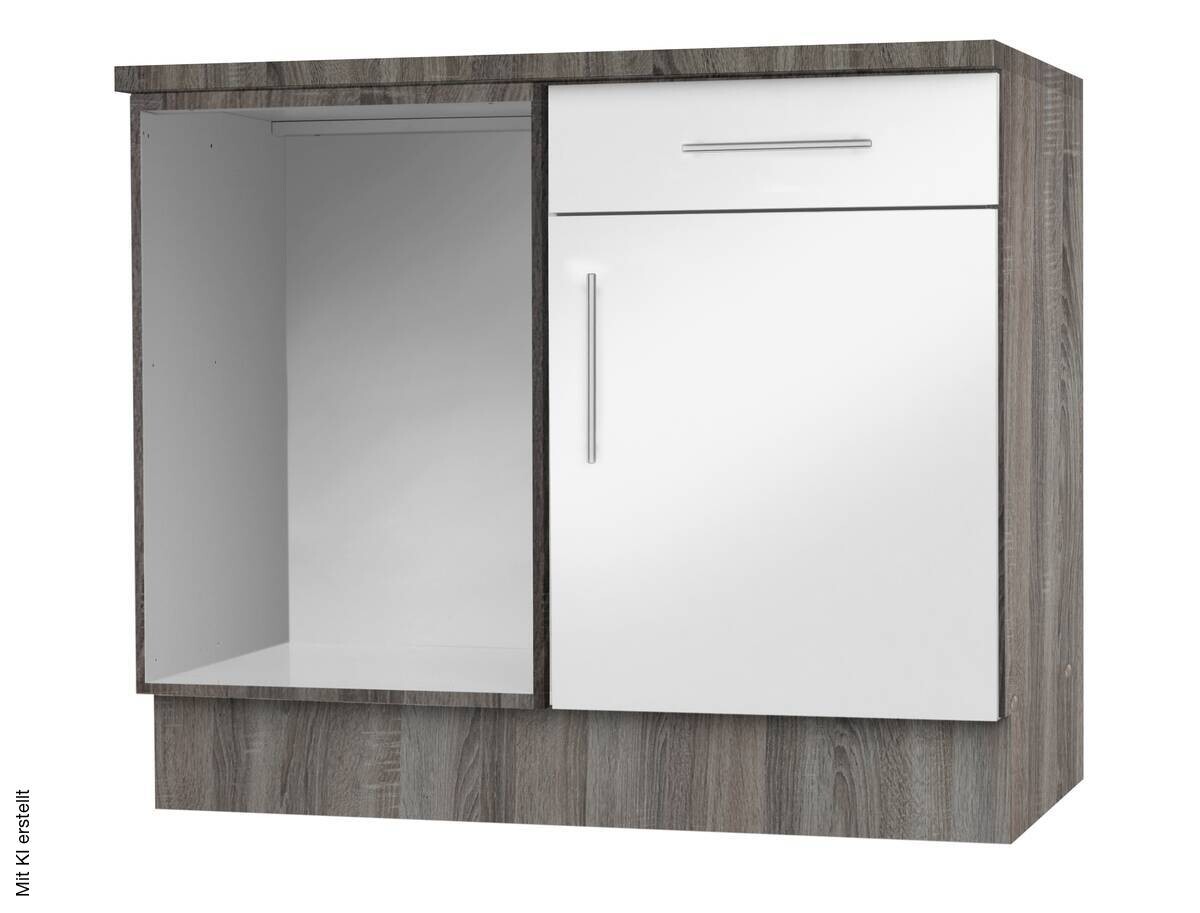 Eckunterschrank weiß Hochglanz B/H/T: ca. 110x82x57 cm