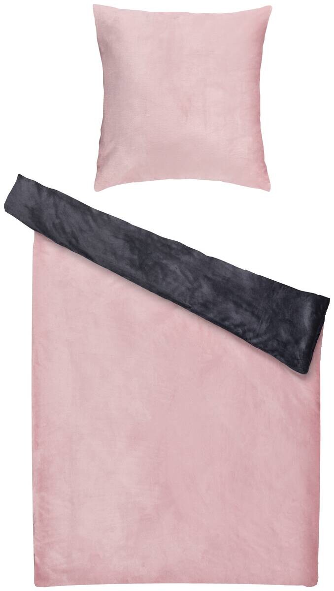Microfaser Bettwäsche Cashmere touch anthrazit rosé 100% Polyester B/L: ca. 135x200 cm