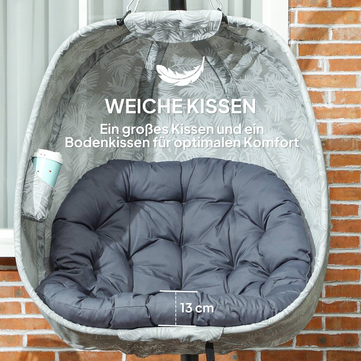 Outsunny Hängesessel grau Polyester B/H/L: ca. 90x180x126 cm