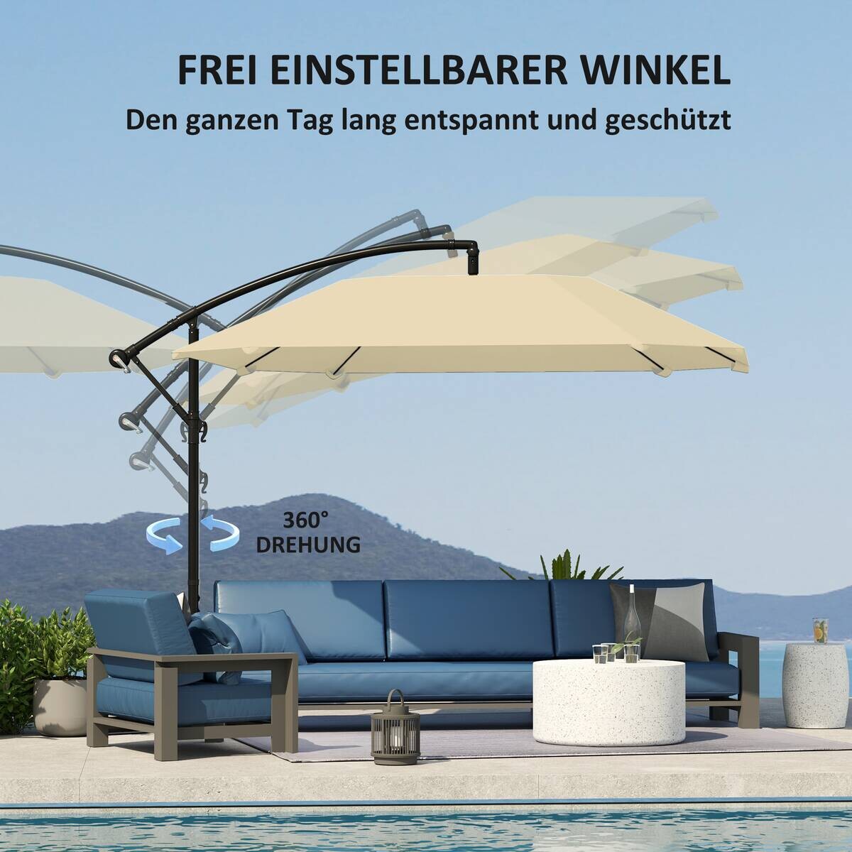 Outsunny Ampelschirm beige Polyester B/H/L: ca. 260x245x304 cm