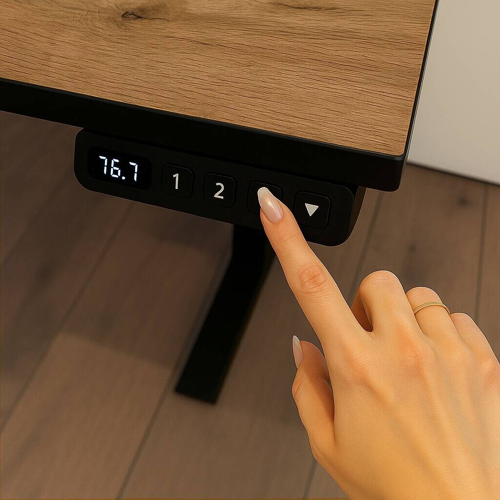 höhenverstellbarer Schreibtisch Serie 2000 Eiche Landhaus Nachbildung B/H/T: ca. 160x73x75 cm