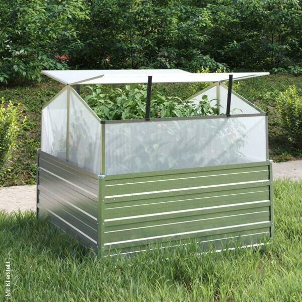Garten-Hochbeet silber Stahl B/H/L: ca. 100x85x100 cm