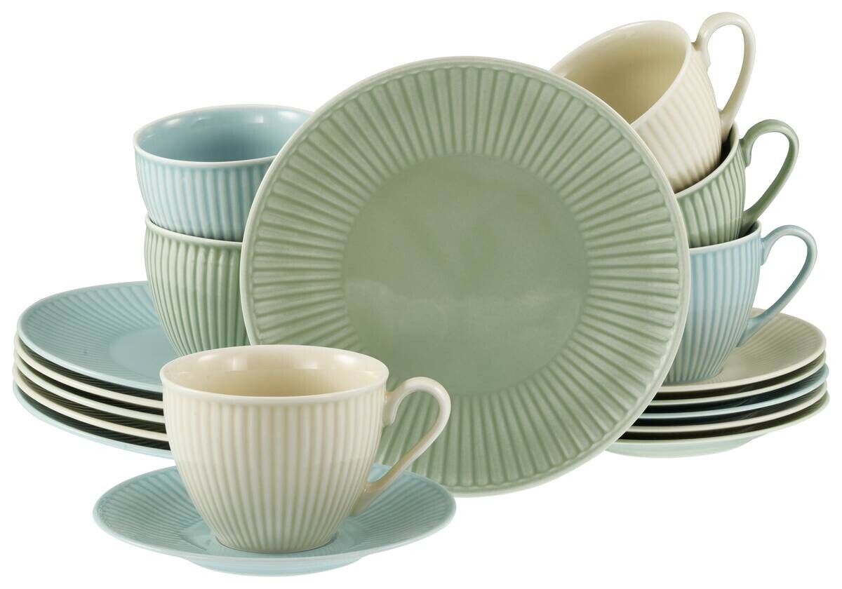 CreaTable Kaffeeservice Valencia bunt Porzellan 18 tlg.