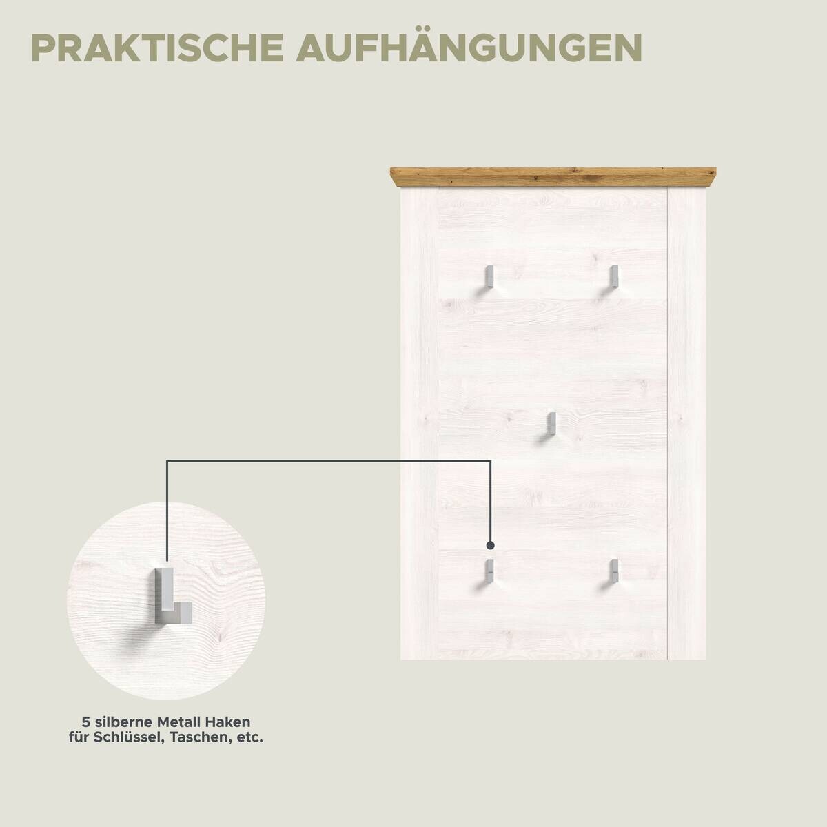 Garderobe Verona Sibiu Lärche Nachbildung Eiche Artisan Nachbildung B/H/T: ca. 175x196x39 cm