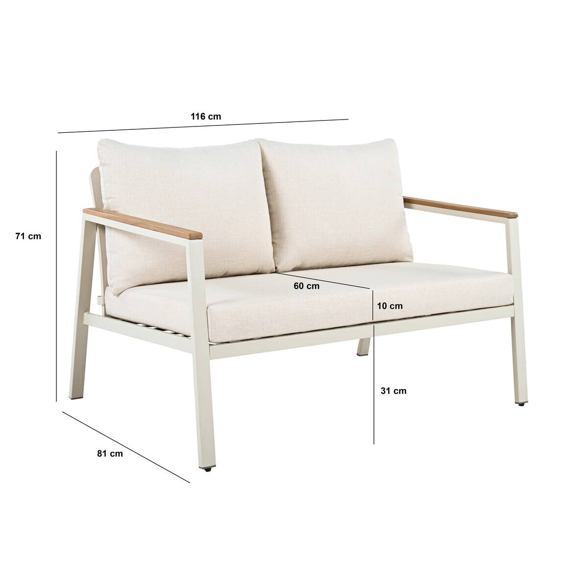 POCOline Gartensitzgruppe Avignon creme Stahl